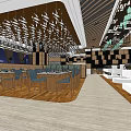 Modern Restaurant Interior Design With Wooden Ceiling Pendant Lights And Dining Tables Chairs