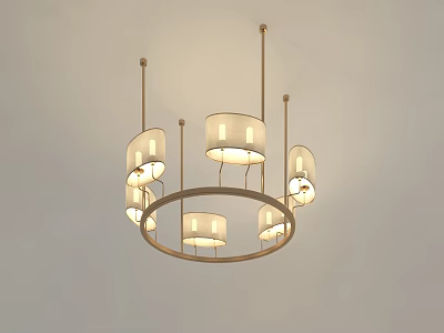Modern Circular Chandelier with Multiple White Lampshades and Metal Frame for Interior Decoration 3d model