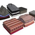 Stacked Clothes in Multiple Colors and Various Styles Including Striped and Solid Patterns 3d model