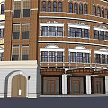 Classic Hotel Building With Twin Clock Towers And Arch Windows Design