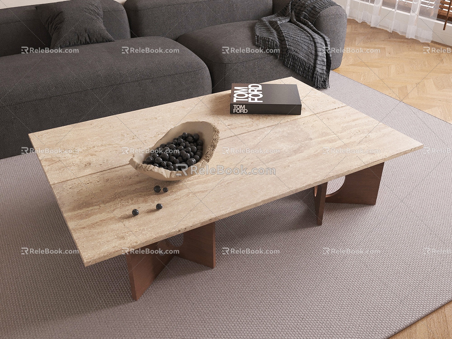 Coffee table many people sofa table 3d model