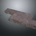 Gray Stone Block Platform With Textured Surface And Small Dark Object Nearby 3d model
