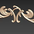 Ornate Metal Carving With Intricate Curved Patterns And Symmetrical Design