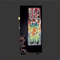 Black Vending Machine With Colorful Beverage Cans On Multiple Shelves And Product