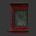 Rustic Red Bar Counter with Wooden Top and Two Wooden Shelves in Modern Interior Setting