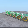 Carport for 24 Hour Shared Self Service Car Wash with Green Roof and Yellow Lines