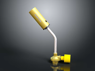 Portable Yellow Tactical Weapon With Metal Body Curved Tube And Grip Design 3d model
