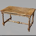 Elegant Solid Wood Table With Carved Legs And Natural Wood Grain Design