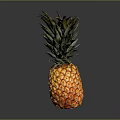 Fresh Ripe Pineapple With Vibrant Orange Skin Green Leaves On Dark Surface