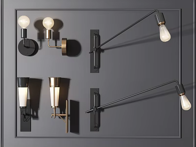 Modern Wall Lamps With Arched Arms Sleek Bases And Glass Shades 3d model