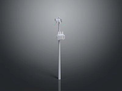 White Communication Tower With Antennas And Equipment On Gray Background 3d model