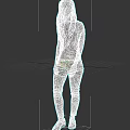 3D Model Woman Wearing Black Top Black Pants and Green Shoes on Dark Background