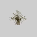 Elegant White Ceramic Vase With Green Foliage Branches For Home Decor 3d model