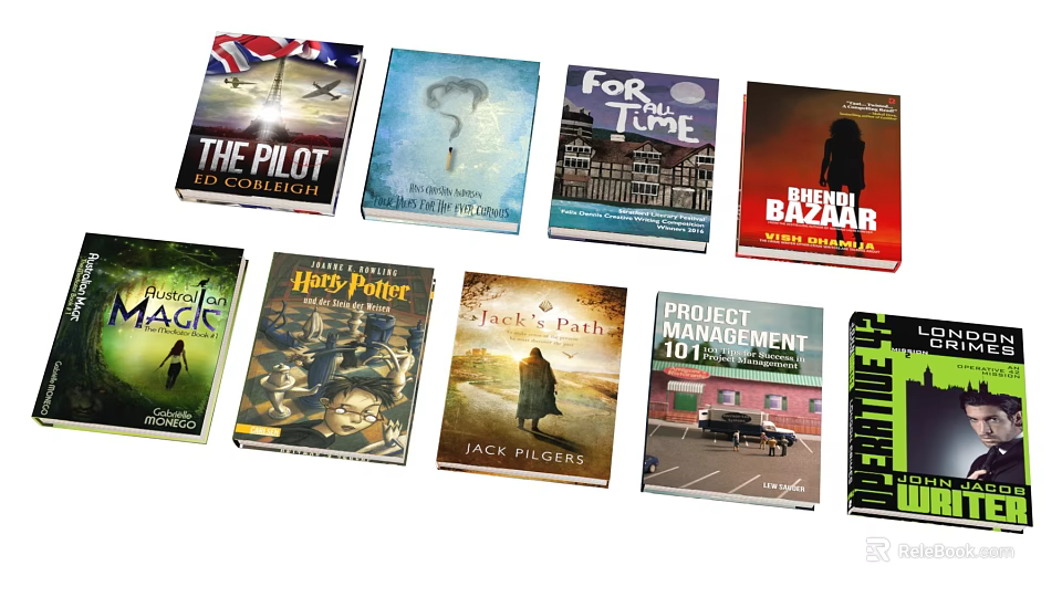 Assorted Books Collection With Various Themes Including Novels Management And Adventure Stories 3d model 