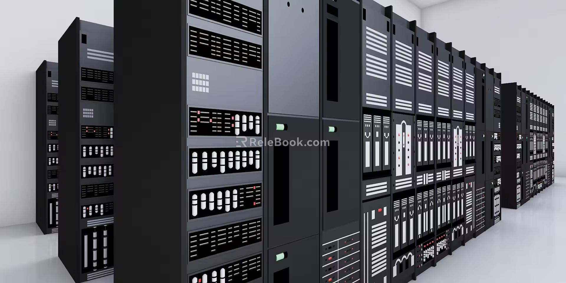 Modern computer room equipment 3d model