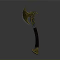 Golden Eagle Head Axe With Brown Leather Handle And Decorative Gem