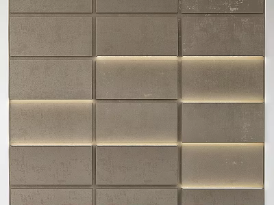 Modern Single Bed Design With Gray Tile Wall And LED Strip Lights 3d model