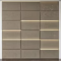 Modern Single Bed Design With Gray Tile Wall And LED Strip Lights
