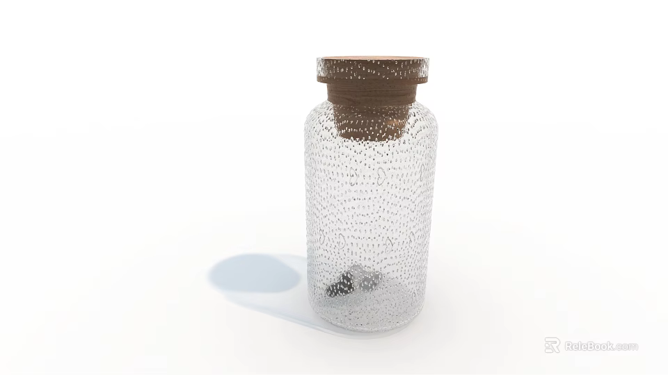 Handcrafted Transparent Textured Ceramic Jar With Brown Lid For Home Decoration 3d model 
