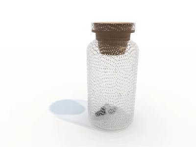 Handcrafted Transparent Textured Ceramic Jar With Brown Lid For Home Decoration 3d model