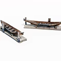 Vintage Wooden Boats On Stands Showcasing Traditional Craftsmanship And Design Details