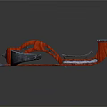 Ancient Red Wood And Metal Bow With Decorative Design And Arrow