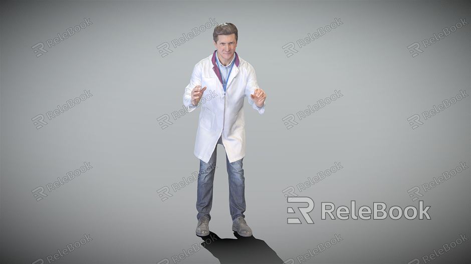 Modern man working as a doctor model