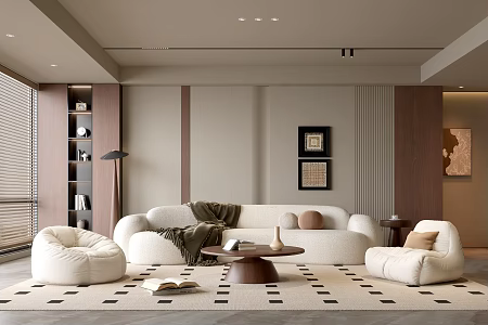 Quiet Style Living Room Antique Style Living Room Sofa Coffee Table Combination Leisure Sofa Chair Jewelry Decoration Background Wall 3d model