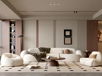 Quiet Style Living Room Antique Style Living Room Sofa Coffee Table Combination Leisure Sofa Chair Jewelry Decoration Background Wall 3d model