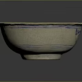 Ceramic Sculpture Bowl With White Base And Blue Floral Carved Patterns