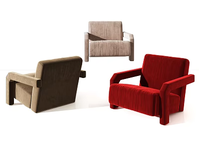 Modern Accent Chairs In Brown Beige Red With Sleek Design And Armrests 3d model