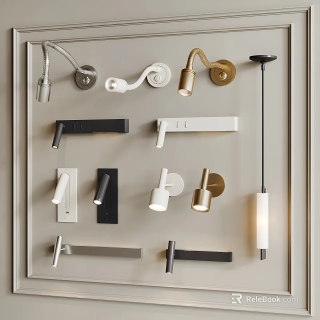 Stylish Modern Wall Sconces Collection With Various Designs Curved Arms And Brass Accents 3d model 