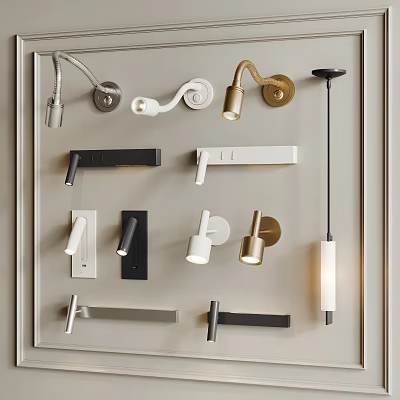 Stylish Modern Wall Sconces Collection With Various Designs Curved Arms And Brass Accents 3d model