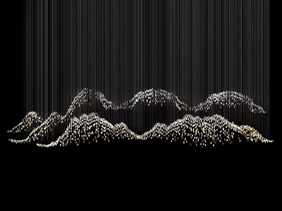 Elegant Mountain Shaped Crystal Chandelier With Slender Hanging Lines And Crystal Embellishments On Black Background 3d model