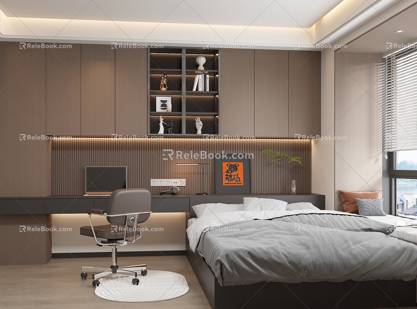 Modern Italian Stepping Rice Bedroom No Main Light Bedroom Study Second Bedroom 3d model