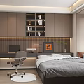 Modern Tatami Bedroom Interior Design With Tatami Bed Desk And Built in Bookshelf