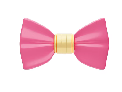 Pink Bow Shaped Decorative Ornament Set With Golden Center Accent 3d model