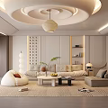 Modern Living Room Interior With Sofa Coffee Table Pendant Light And Area Rug