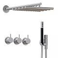 Chrome Shower Faucet With Top Spray Head Handheld Shower And Control Knobs 3d model