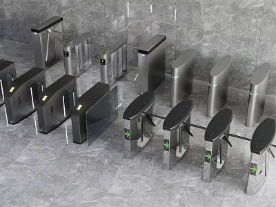 Public Facility Turnstiles With Silver Metal Design For Public Area Access Control 3d model