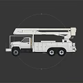 White Commercial Aerial Work Truck With Extended Boom And Utility Features