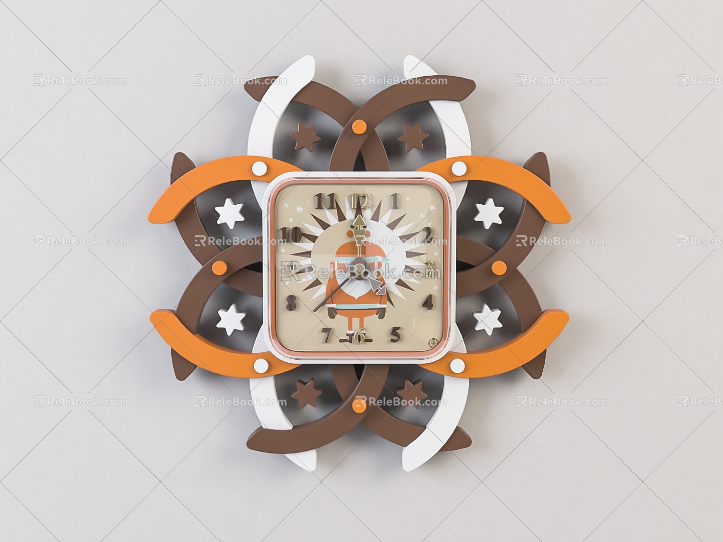 Modern clock cartoon children wall clock 3d model