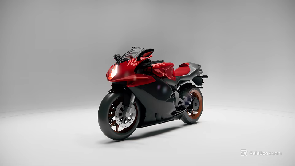 Striking Red And Black Modern Motorcycle With Sleek Sporty Body Design 3d model 