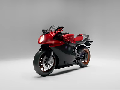 Striking Red And Black Modern Motorcycle With Sleek Sporty Body Design 3d model
