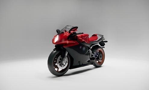 Kawasaki Red Motorcycle 3d model