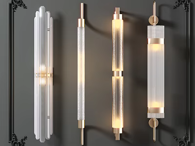 Modern Glass Wall Lamps With Metal Frames For Indoor Decorative Lighting 3d model