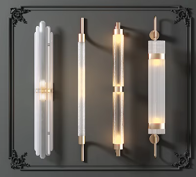 Modern Glass Wall Lamps With Metal Frames For Indoor Decorative Lighting 3d model