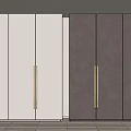 Modern Wardrobe Design With Light And Dark Gray Panels And Brass Handles