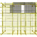 Industrial Equipment Featuring Yellow Metal Framework Grid Platform Mechanical Wheels And Gears
