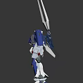 Game Movie Character Blue And White Mech With Large Back Cannons Mechanical Design